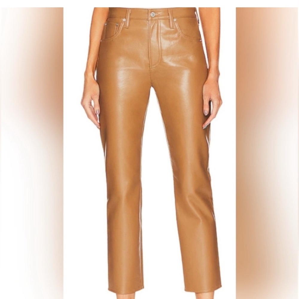 7 for all mankind brown faux leather pants